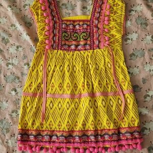 Vibrant Yellow and Pink Kids Dress